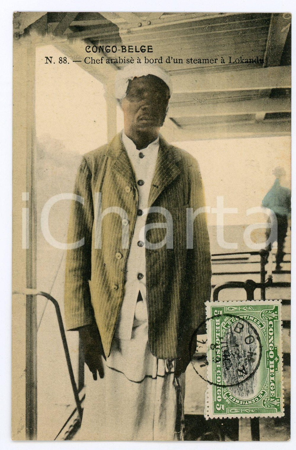 1911 CONGO BELGE - LOKANDU Chef arabisè à bord d'un steamer - Postcard FP VG  Cartolina postale d'epoca, viaggiata.CONDIZIONI: FAIRFORMATO: FP    originale e autentica 1