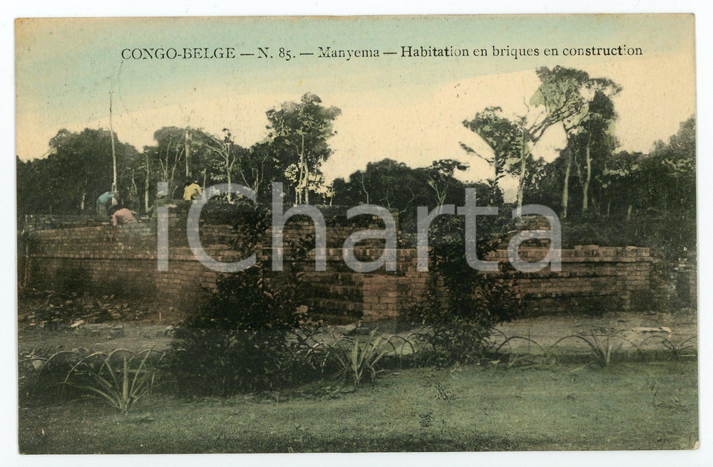 1912 CONGO BELGE - MANYEMA Habitation en briques en contrusction - Postcard FP  Cartolina postale d'epoca, viaggiata.CONDIZIONI: FAIRFORMATO: FP    originale e autentica 1