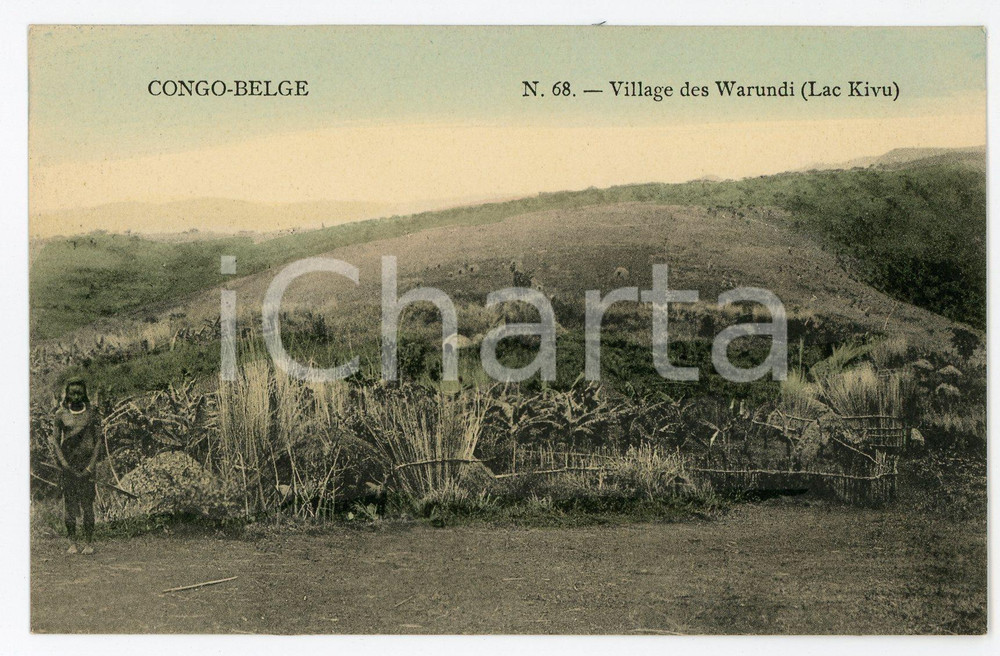 1910 ca CONGO BELGE - LAC KIVU Village des Warundi - Postcard FP NV  Cartolina postale d'epoca, non viaggiata.CONDIZIONI: FAIRFORMATO: FP    originale e autentica 1