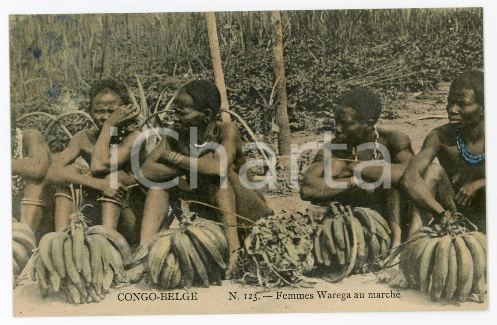 1910 ca CONGO BELGE Femmes Warega au marché - Vintage Postcard FP NV  Cartolina postale d'epoca, non viaggiata.CONDIZIONI: FAIRFORMATO: FP    originale e autentica 1