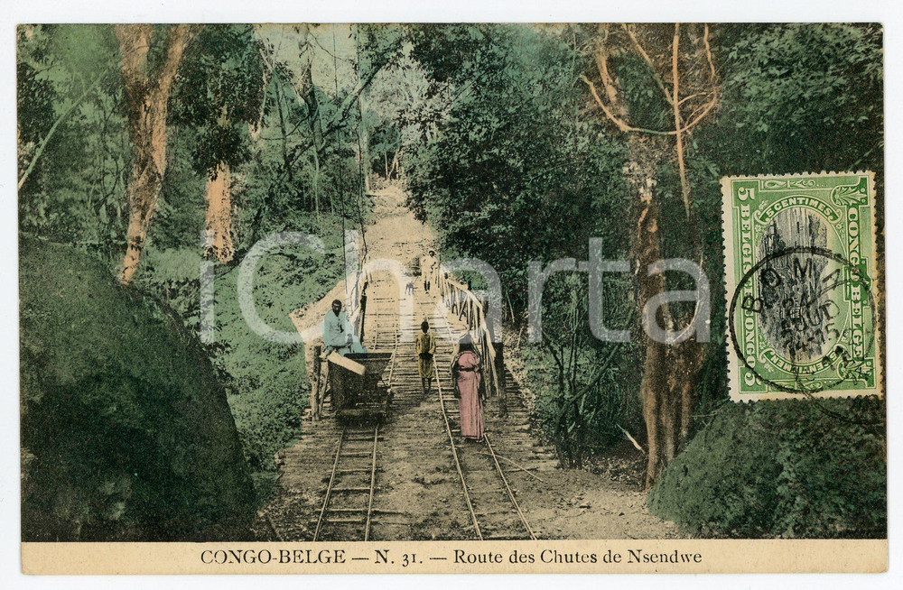 1911 CONGO BELGE Route des Chutes de Nsendwe - Vintage Postcard FP VG  Cartolina postale d'epoca, viaggiata.CONDIZIONI: FAIRFORMATO: FP    originale e autentica 1