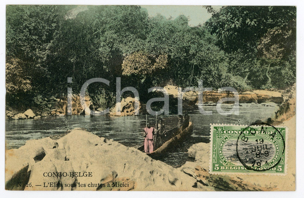 1911 CONGO BELGE L'Elila sous les chutes à MICICI - Vintage Postcard FP VG  Cartolina postale d'epoca, viaggiata.CONDIZIONI: FAIRFORMATO: FP    originale e autentica 1
