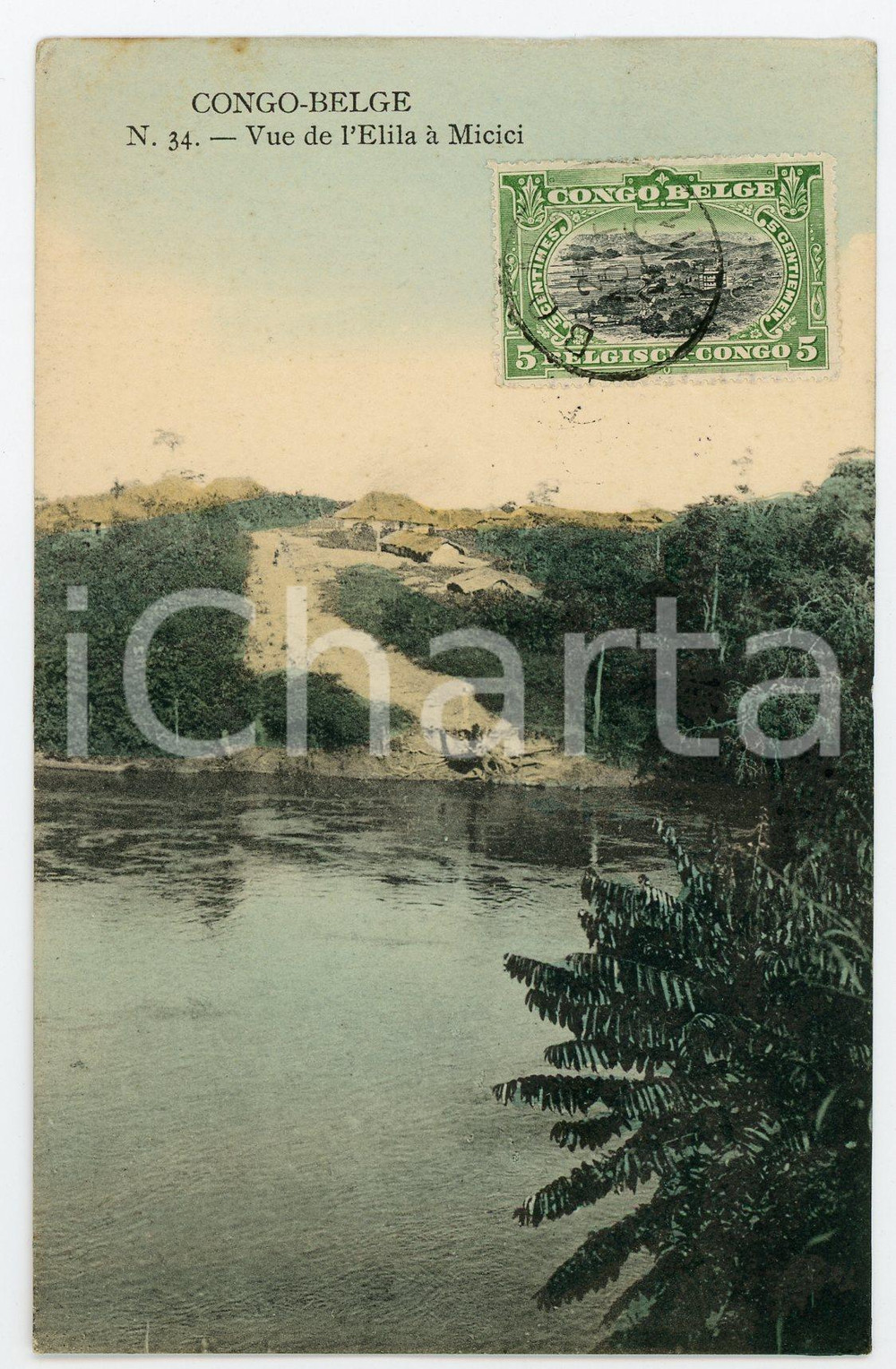1911 CONGO BELGE Vue de l'Elila à MICICI - Vintage Postcard FP VG  Cartolina postale d'epoca, viaggiata.CONDIZIONI: FAIRFORMATO: FP    originale e autentica 1