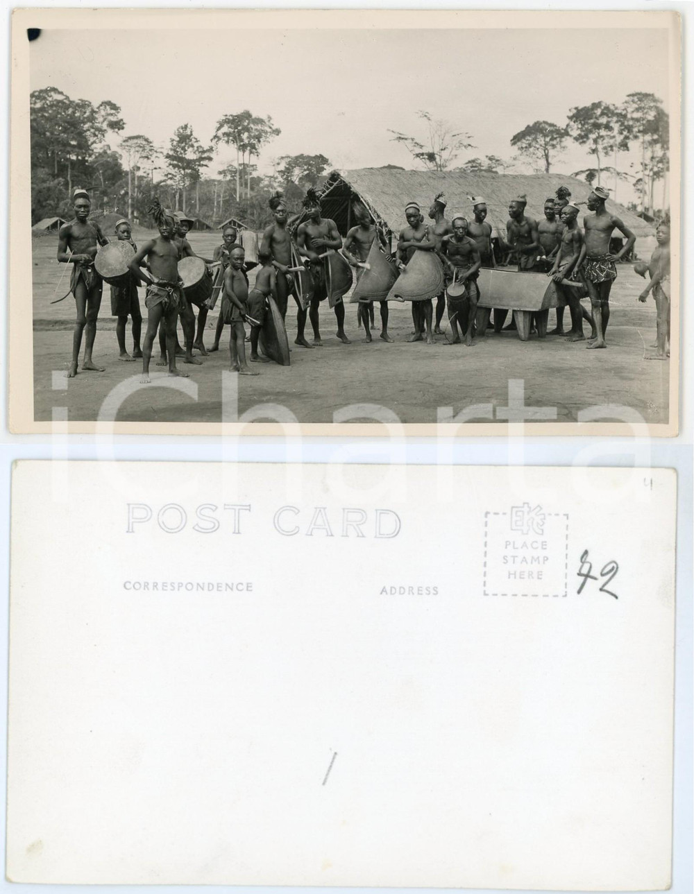 1930 ca AFRIQUE Joueurs de percussions - Carte Postale FP NV  Cartolina postale d'epoca, non viaggiata.CONDIZIONI: GOODFORMATO: FP    originale e autentica 1