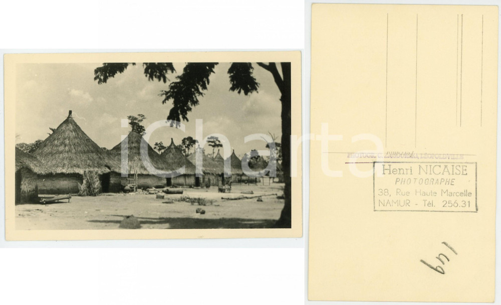1930 ca C. ZAGOURSKI «L'Afrique qui disparaît»  Village M'BOUAKA *Postcard n°58  Fotocartolina postale d'epoca, appartenente alla 2^ serie &laquo;L'Afrique qui dispara&icirc;t&raquo; del fotografo Casimir Zagourski (L&eacute;opoldville).N&deg; 58, non viaggiata.Al verso timbro: "Henri Nicaise Photographe - Namur"CONDIZIONI: GFORMATO: 14x9 cm     originale e autentica 1
