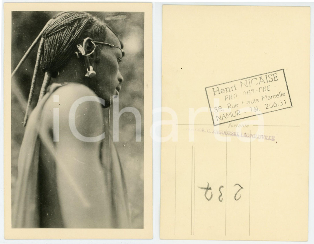 1930 ca C. ZAGOURSKI «L'Afrique qui disparaît» KENIA Type MASSAI ^Postcard 143  Fotocartolina postale d'epoca, appartenente alla 2^serie &laquo;L'Afrique qui dispara&icirc;t&raquo; del fotografo Casimir Zagourski (L&eacute;opoldville).N&deg;143, non viaggiata.Timbro ulteriore al verso del fotografo Henri Nicaise - Namur.CONDIZIONI: GFORMATO: 9x14 cm  originale e autentica 1