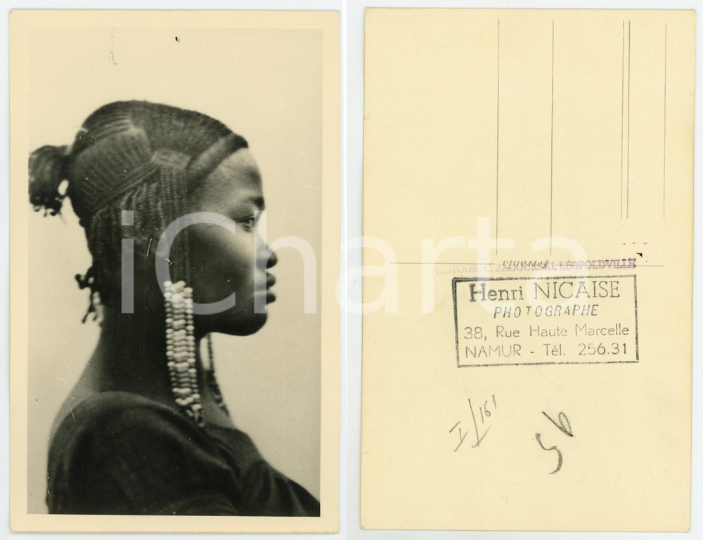 1930 ca C. ZAGOURSKI «L'Afrique qui disparaît»  Coiffures africaines - n.159  Fotocartolina postale d'epoca, appartenente alla serie &laquo;L'Afrique qui dispara&icirc;t&raquo; del fotografo Casimir Zagourski (L&eacute;opoldville).N&deg; 159, non viaggiata.CONDIZIONI: G FORMATO: 9x14 cm    originale e autentica 1