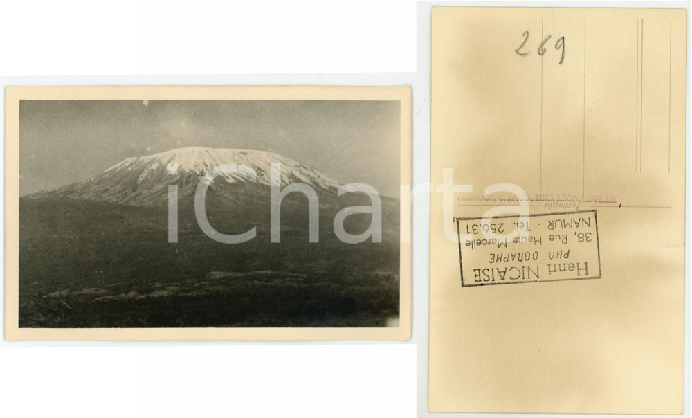 1930 C. ZAGOURSKI «L'Afrique qui disparaît» KENIA Kilimandjaro, vue dun Nord 176  Fotocartolina postale d'epoca, appartenente alla 2^serie &laquo;L'Afrique qui dispara&icirc;t&raquo; del fotografo Casimir Zagourski (L&eacute;opoldville).N&deg;176, non viaggiata.CONDIZIONI: FAIR (aloni al verso)FORMATO: 14x9 cm    originale e autentica 1