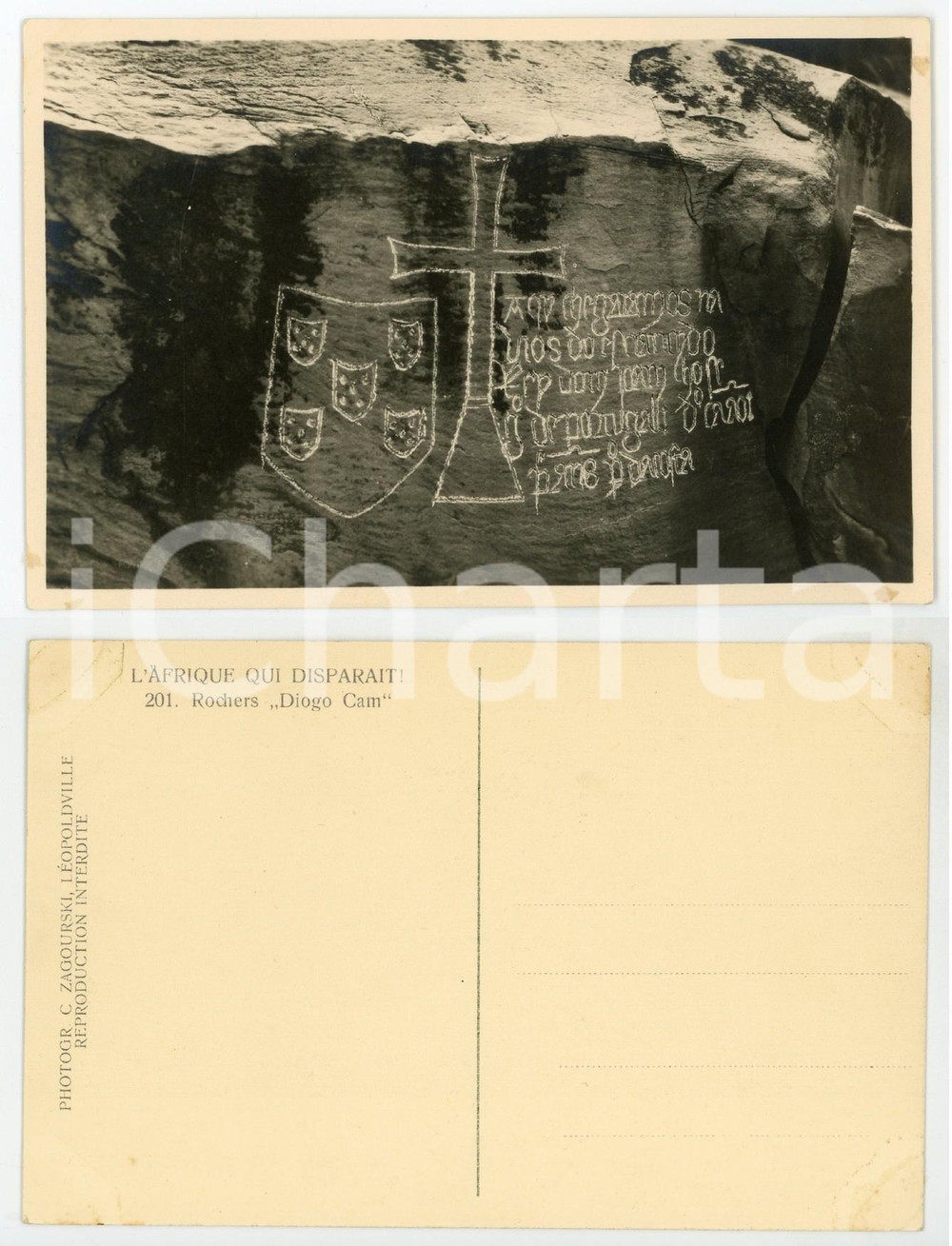1930 ca C. ZAGOURSKI Â«L'Afrique qui disparaÃ®tÂ» Rochers DIOGO CAM Postcard n.201  Fotocartolina postale d'epoca, appartenente alla serie &laquo;L'Afrique qui dispara&icirc;t&raquo; del fotografo Casimir Zagourski (L&eacute;opoldville).N&deg; 205, non viaggiata.CONDIZIONI: GFORMATO: 14x9 cm    originale e autentica 1