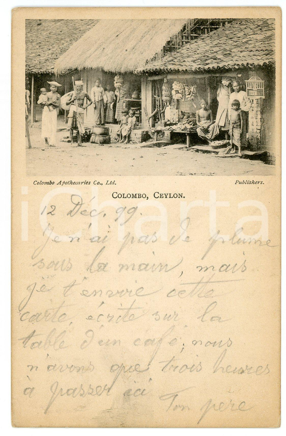 1899 COLOMBO (CEYLON - SRI LANKA) Fruits seller - Vintage Postcard FP VG Cartolina postale d'epoca, viaggiata. CONDIZIONI: FAIRFORMATO: FP    originale e autentica 1