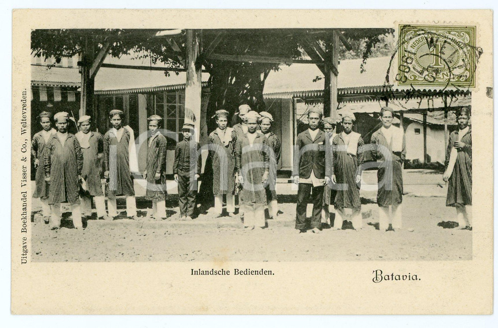 1903 BATAVIA - DUTCH EAST INDIES Young servants - Vintage Postcard FP VG Cartolina postale d'epoca, viaggiata. CONDIZIONI: FAIRFORMATO: FP    originale e autentica 1