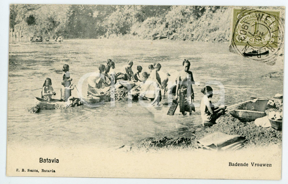 1903 BATAVIA (DUTCH EAST INDIES) Bathing women - Postcard FP VG Cartolina postale d'epoca, non viaggiata.CONDIZIONI: FAIRFORMATO: FP    originale e autentica 1