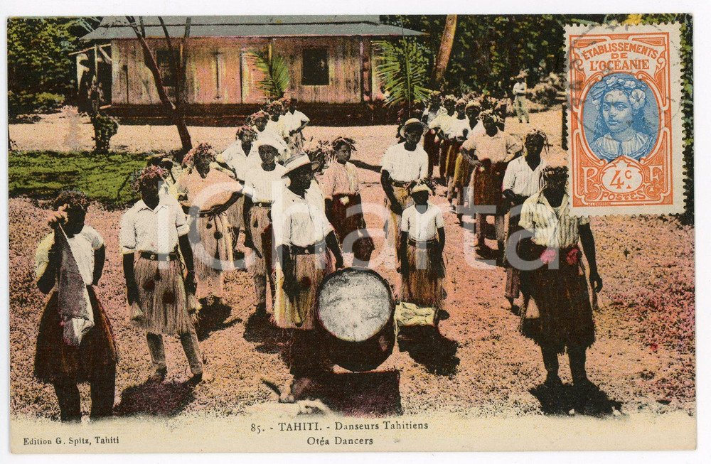 1910 ca TAHITI Danseur Tahitiens - Otéa dancers - Vintage Postcard FP VG Cartolina postale d'epoca, viaggiata. CONDIZIONI: FAIRFORMATO: FP    originale e autentica 1