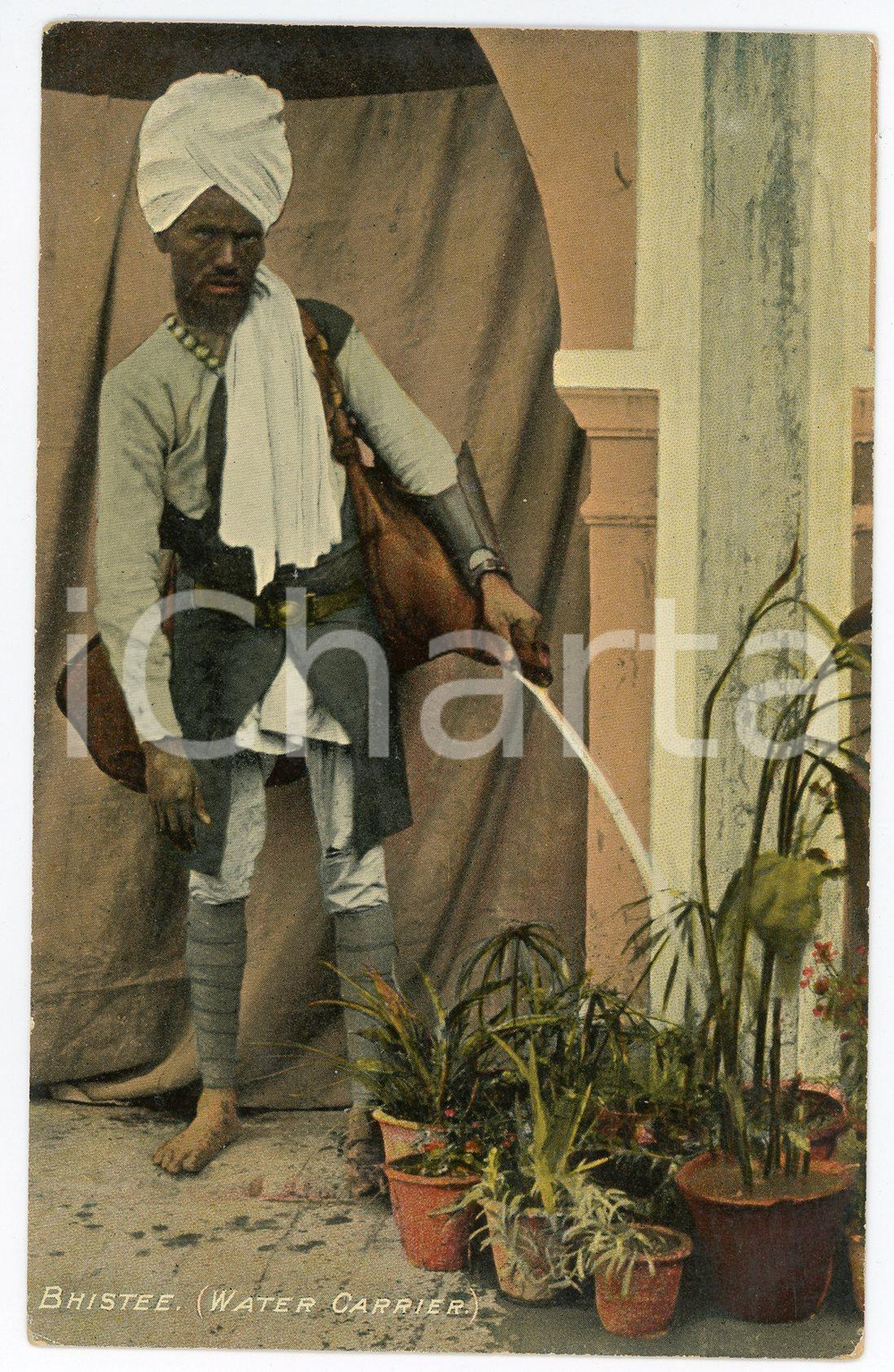 1910 ca INDIA Bhistee - Water carrier - Vintage Postcard FP NV Cartolina postale d'epoca, non viaggiata ma con nota manoscritta al verso. CONDIZIONI: FAIRFORMATO: FP    originale e autentica 1