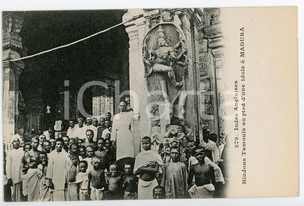 1900 ca MADURAI - INDIA Hindous Tamouls au pied d'une idole - Postcard FP NV Cartolina postale d'epoca,  non viaggiata. CONDIZIONI: FAIRFORMATO: FP    originale e autentica 1