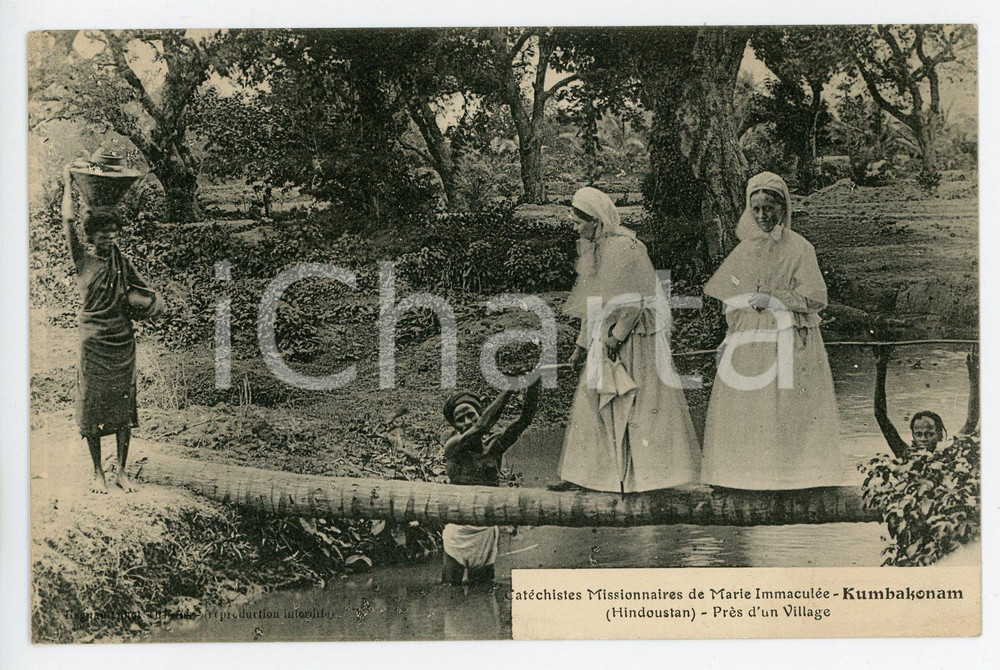 Cartolina originale da collezione 1910ca KUMBAKONAM INDIA Catéchistes Missionaires de Marie Immaculée  Postcard 1