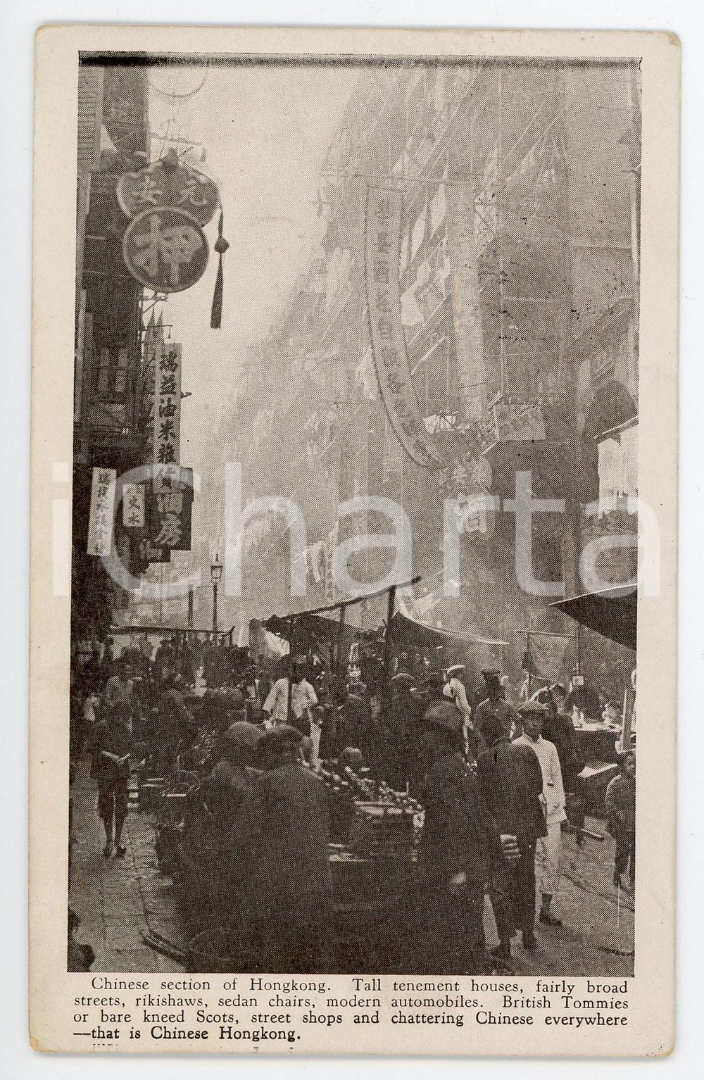 1926 HONG KONG Market day BELGENLAND WORLD CRUISE Vintage Postcard FP VG Cartolina postale d'epoca, viaggiata. Cos&igrave; come riportato al verso, la cartolina &egrave; stata spedita durante le Belgenland World Cruise. CONDIZIONI: FAIRFORMATO: FP    originale e autentica 1