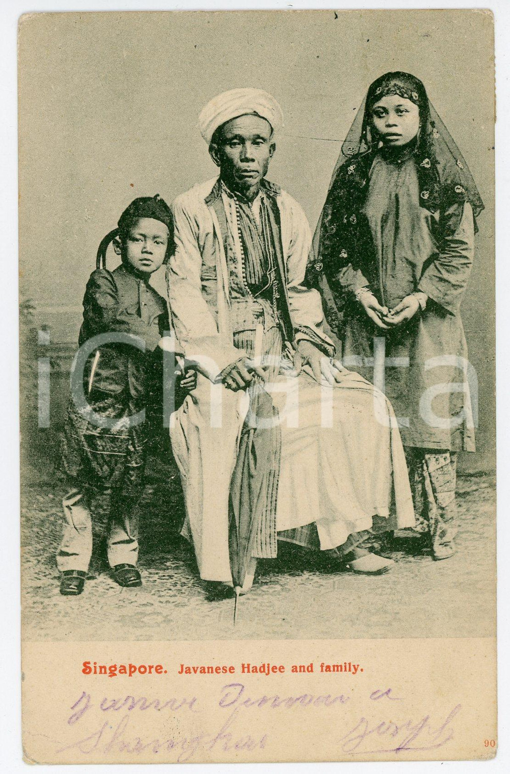 1907 SINGAPORE Javanese Hadjee and family - Vintage Postcard FP VG Cartolina postale d'epoca, non viaggiata.CONDIZIONI: FAIRFORMATO: FP    originale e autentica 1