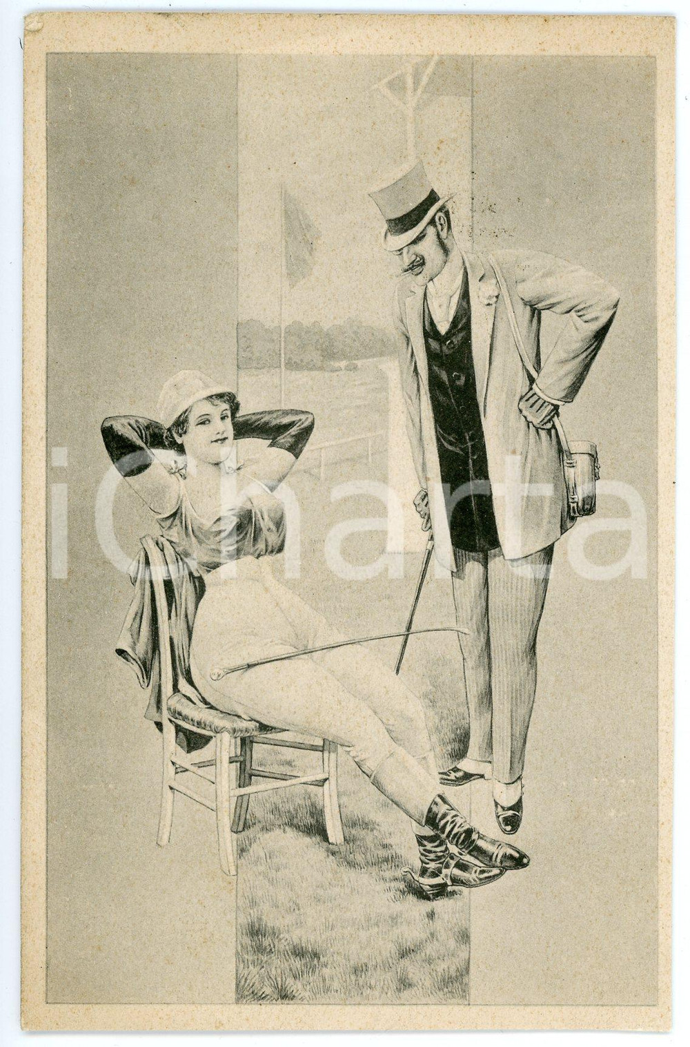 1902 HUMOUR Husband and wife on the field ILLUSTRATED Postcard FP VG  Cartolina postale d'epoca, viaggiata.CONDIZIONI: FAIR (lievi smussature agli angoli)FORMATO: FP    originale e autentica 1