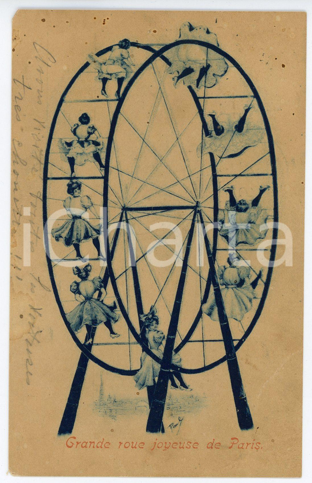 1900 VINTAGE EROTIC Grand roue joyeuse de Paris - Carte postale RARE  Cartolina postale d'epoca, viaggiata.CONDIZIONI: FAIR (minime macchie e smussature angolari; piegatura al lato destro)FORMATO: FP    originale e autentica 1