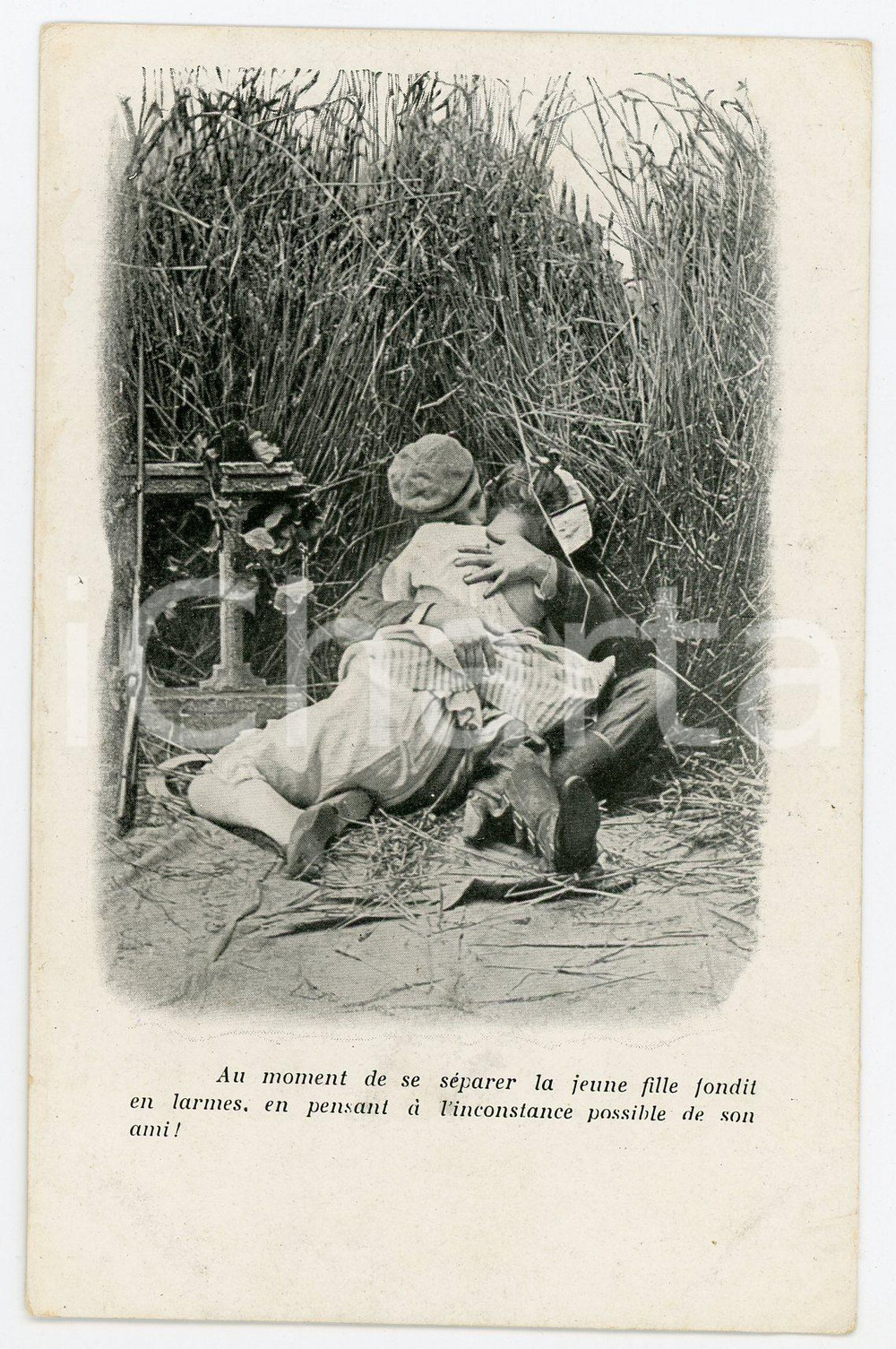 Cartolina originale da collezione 1900 ca VINTAGE EROTIC La chanson des blés d or 3  Carte postale FP NV 1