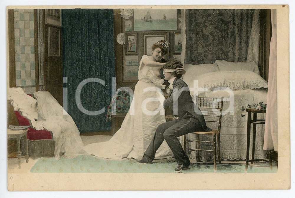 1900 ca VINTAGE EROTIC Newlyweds in their bedroom (3) - Postcard FP  Cartolina postale d'epoca, scritta ma non viaggiata.CONDIZIONI: GFORMATO: FP     originale e autentica 1