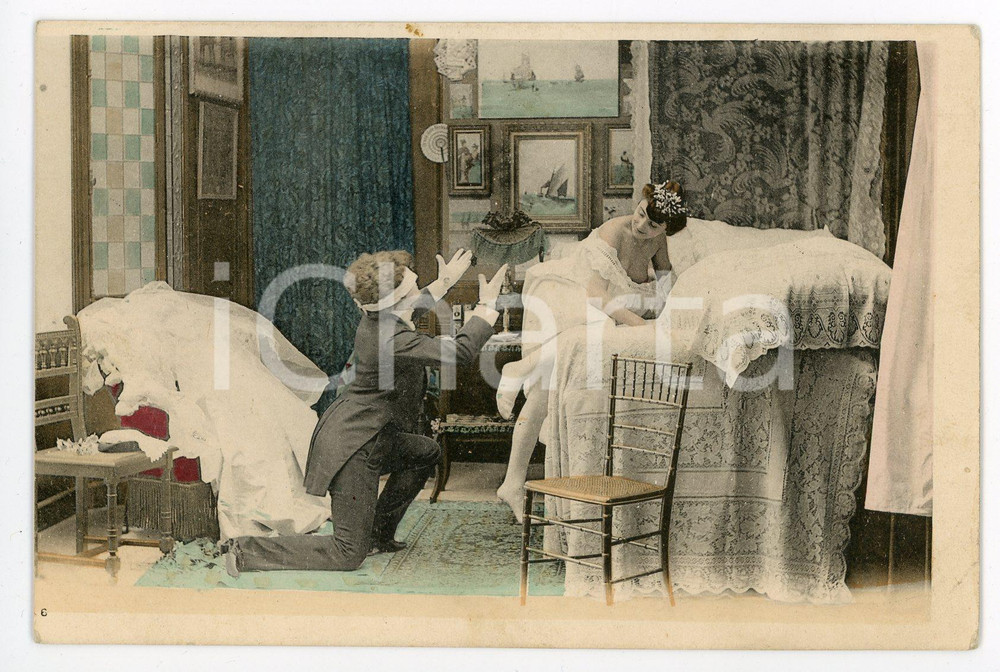 1900 ca VINTAGE EROTIC Newlyweds in their bedroom (6) - Postcard FP  Cartolina postale d'epoca, scritta ma non viaggiata.CONDIZIONI: GFORMATO: FP    originale e autentica 1