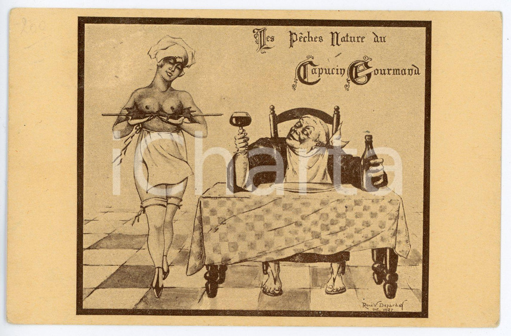 1950 ca NANCY Restaurant du Capucin Gourmand - Carte postale publicitaire risque  Cartolina postale d'epoca, viaggiata.CONDIZIONI: GFORMATO: FP    originale e autentica 1