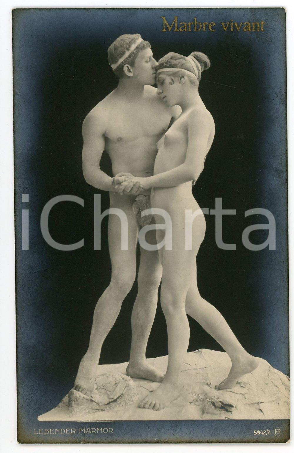 1920 ca VINTAGE EROTIC Lebender Marmor - Marbre vivant - Nude couple - 5942/2  Cartolina postale d'epoca.CONDIZIONI: GFORMATO: FP    originale e autentica 1