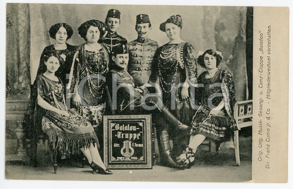 1910 ca HUNGARY Tanz-truppe BALATON Franz TUMO JR. Postcard FP NV Cartolina d'epoca, non viaggiata. FAIR/discreto Lievi smussature agli angoli Formato: FP originale e autentica 1