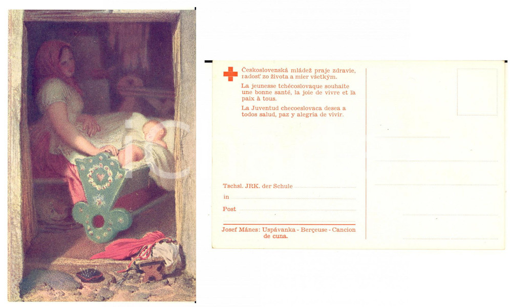 1915 ca  RED CROSS CZECH REPUBLIC Josef Manes - Uspavanka *Postcard  Cartolina postale d'epoca, non viaggiata.CONDIZIONI: GFORMATO: FP     originale e autentica 1