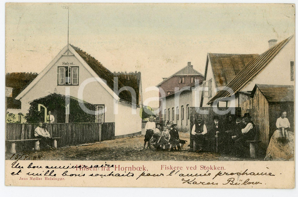1904 HORNBAEK (DENMARK) Fishermen at STOKKEN Postcard FP VG  Cartolina d'epoca, viaggiata.   GOOD/buono  Formato: FP originale e autentica 1