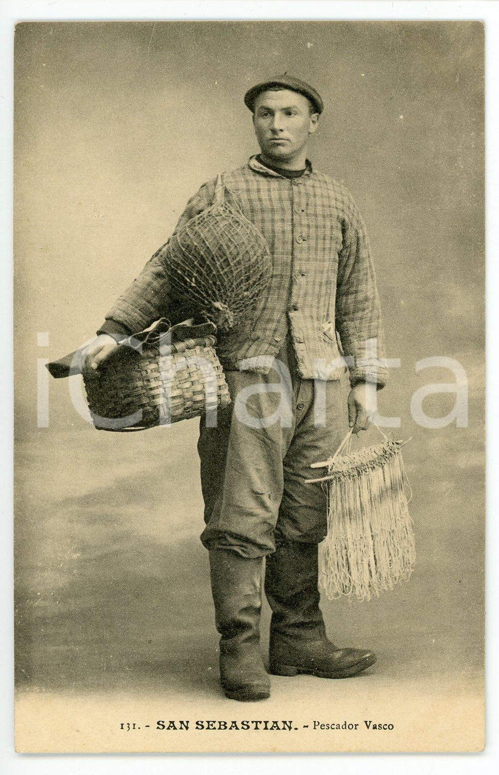 1910 ca SAN SEBASTIAN (EspaÃ±a / PaÃ­s Vasco) Pescador Vasco - Postcard Cartolina postale d'epoca, non viaggiata.CONDIZIONI: GFORMATO: FP    originale e autentica 1