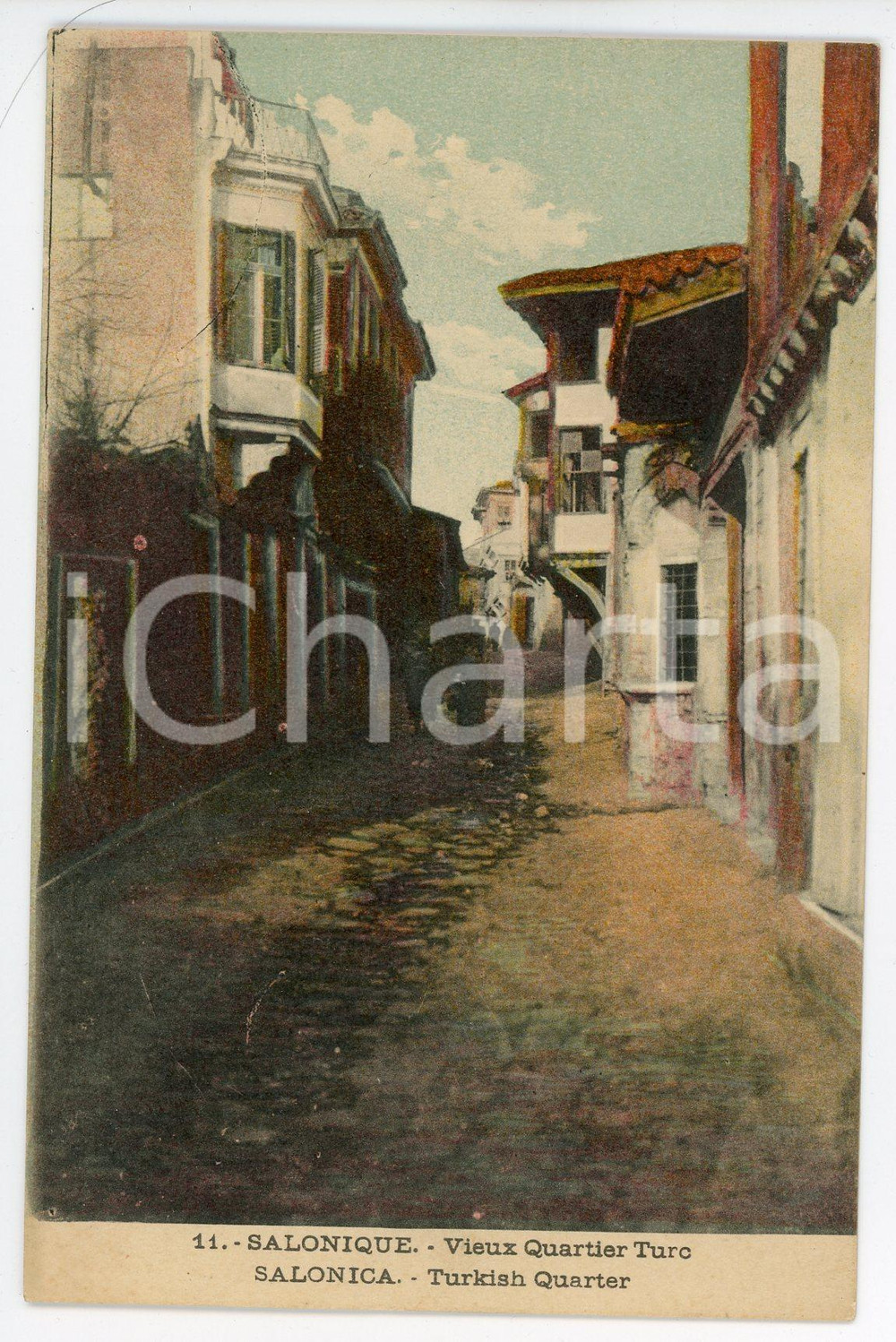 1910 ca SALONIQUE Vieux quartier turc - Postcard FP VG  Cartolina postale d'epoca,  non viaggiata. FAIR/discreto Lievi smussature agli angoli Formato: FP originale e autentica 1