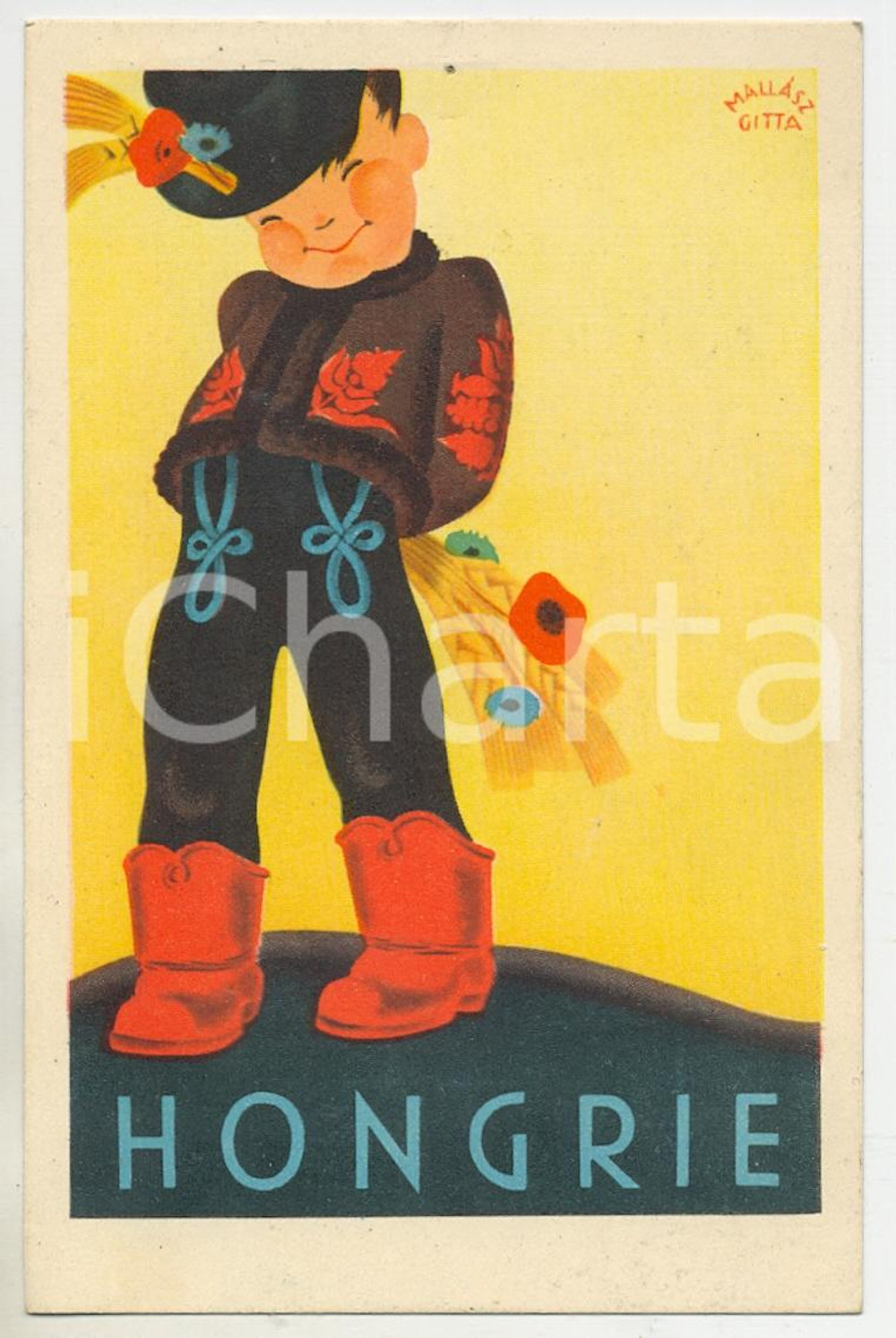 1930 ca HONGRIE Artist Gitta MALLASZ - ILLUSTRATED Postcard FP NV  Cartolina postale d'epoca, non viaggiata. FAIR/discreto Lievi smussature agli angoli Formato: FP originale e autentica 1