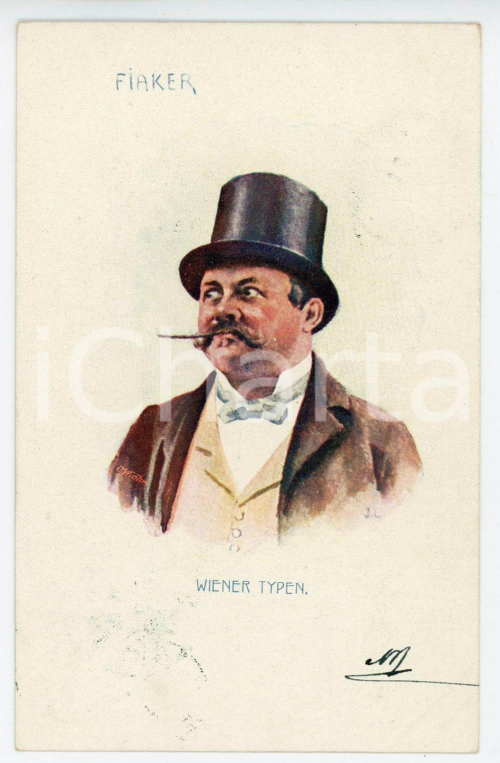 1901 WIEN - WIENER TYPE Fiaker - Man with top hat - Postcard FP VG  Cartolina postale d'epoca, viaggiata. GOOD/buono  Formato: FP originale e autentica 1