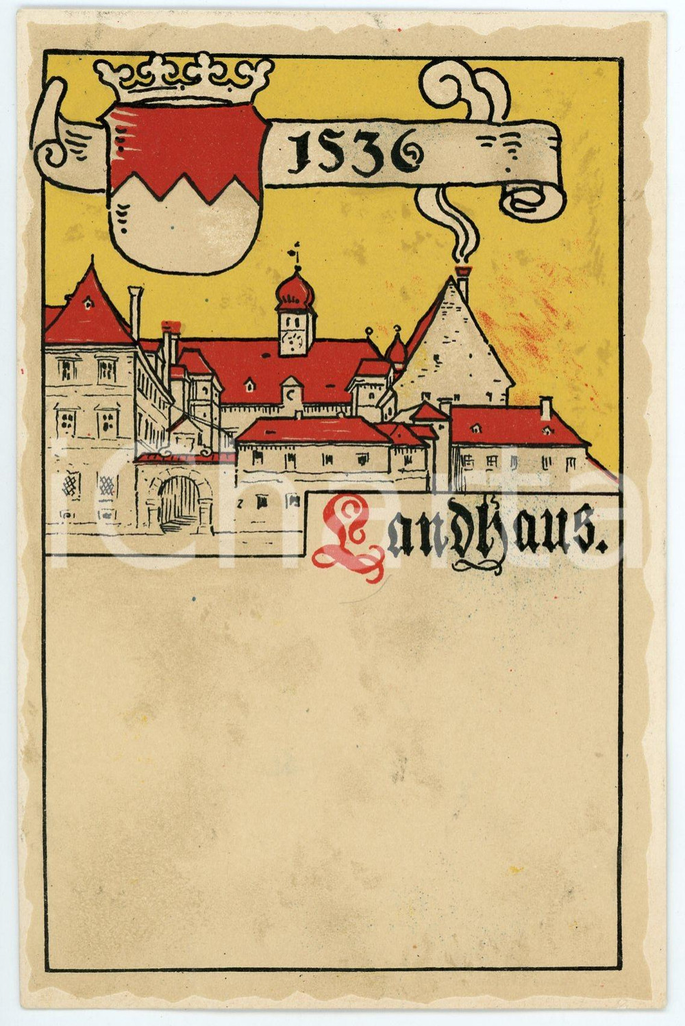 1900 ca WIEN Anno Domini 1536 Landhaus ILLUSTRATED Postcard FP NV  Cartolina postale d'epoca, viaggiata. FAIR/discreto lievi smussature agli angoli Formato: FP originale e autentica 1