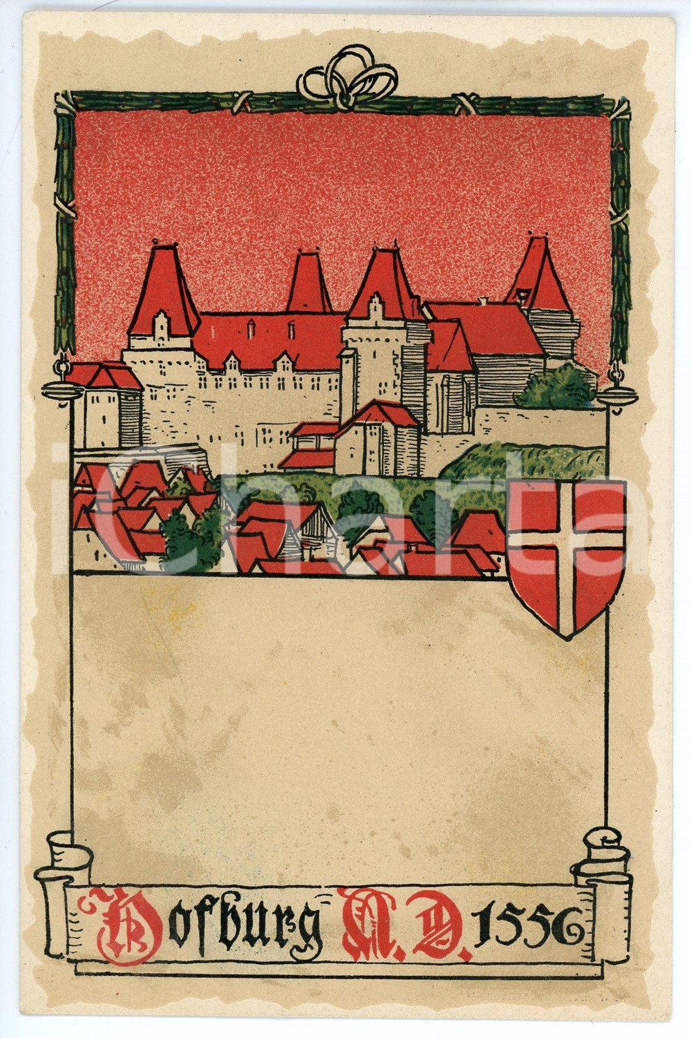 1900 ca WIEN Anno Domini 1556 Dorfburg ILLUSTRATED Postcard FP NV  Cartolina postale d'epoca, non viaggiata. FAIR/discreto lievi smussature agli angoli Formato: FP originale e autentica 1