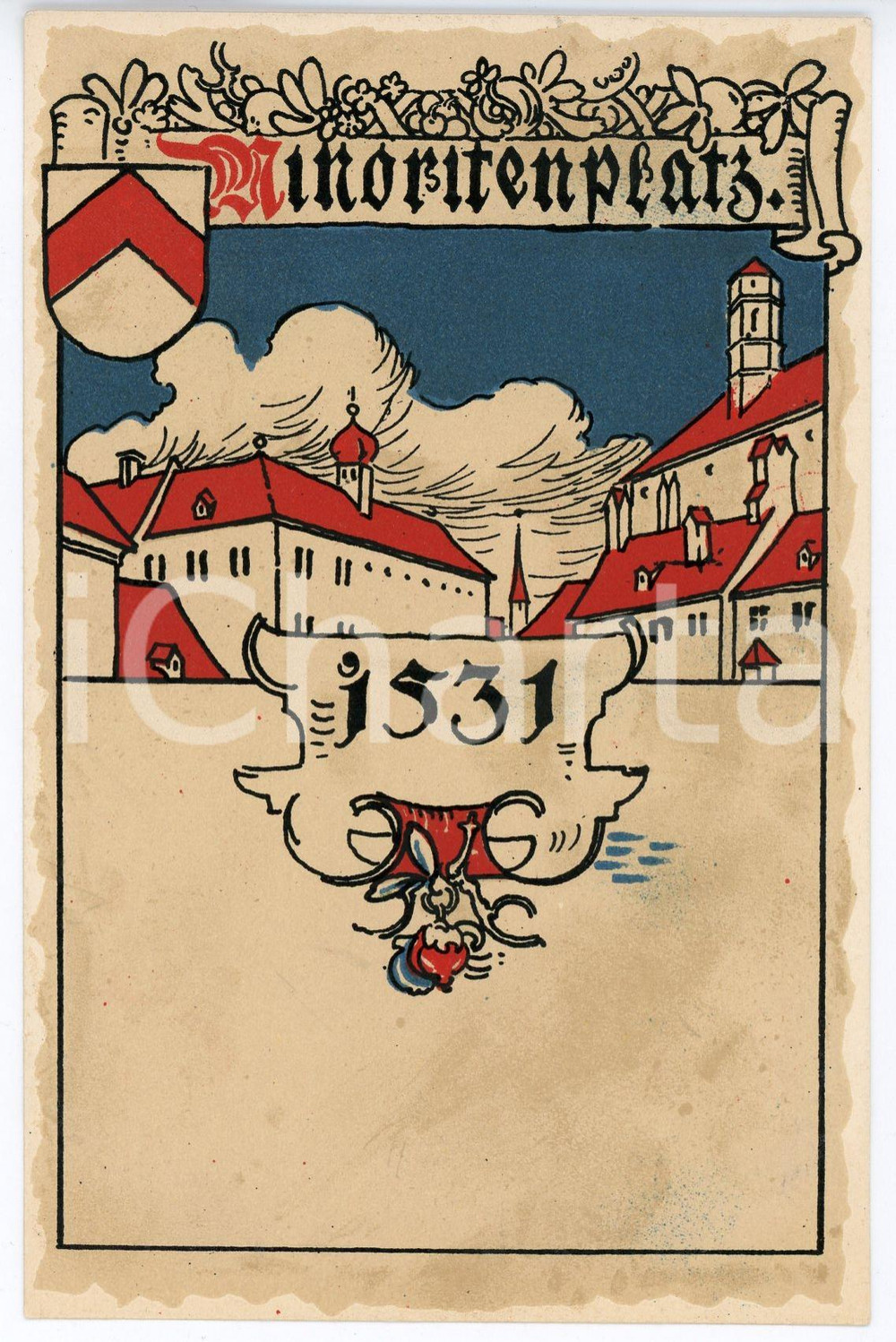 1900 ca WIEN Anno Domini 1531 Minoritenplatz ILLUSTRATED Postcard FP NV  Cartolina postale d'epoca, non viaggiata. FAIR/discreto lievi smussature agli angoli Formato: FP originale e autentica 1