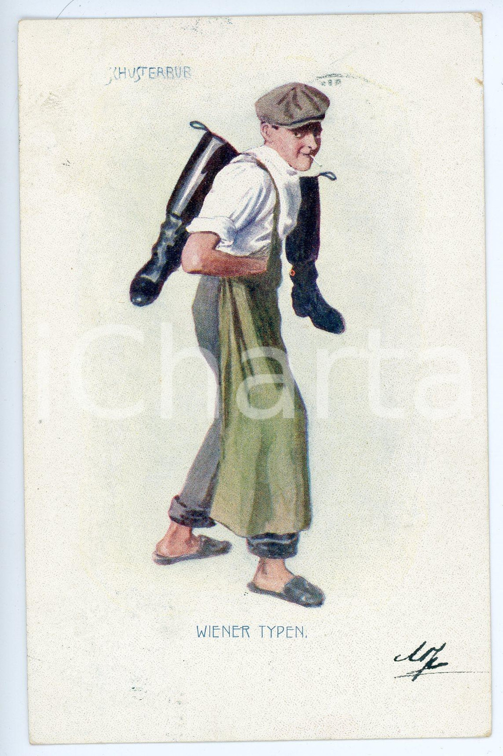 1901 WIEN - WIENER TYPE Schusterbub - Young shoemaker - Postcard FP  Cartolina postale d'epoca, viaggiata. FAIR/discreto Lievi segni di usura Formato: FP originale e autentica 1