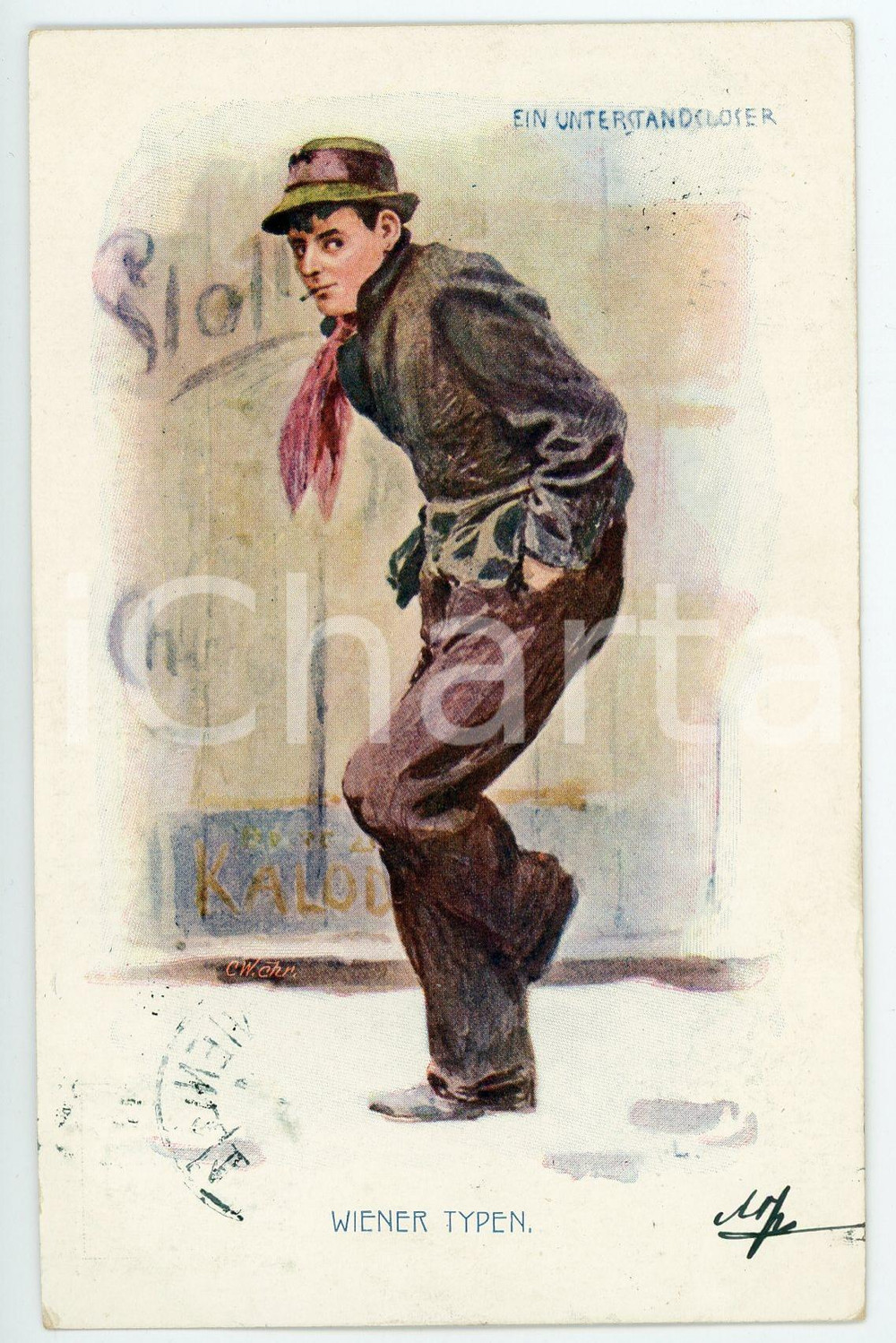 1901 WIEN - WIENER TYPE Ein unterstandsloser - Postcard FP VG  Cartolina postale d'epoca, viaggiata. FAIR/discreto Lievi segni di usura Formato: FP originale e autentica 1