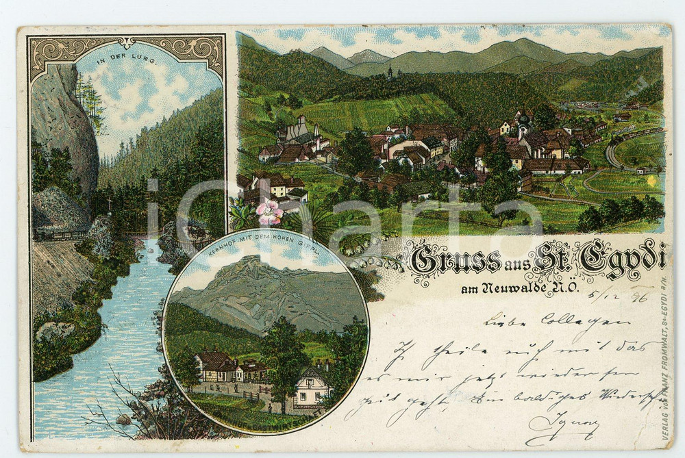 1896 ST. AEGYD AM NEUWALDE (OSTERREICH) In der Lurg ILLUSTRATED Postcard FP VG  Cartolina postale d'epoca, viaggiata. FAIR/discreto lievi smussature agli angoli Formato: FP originale e autentica 1