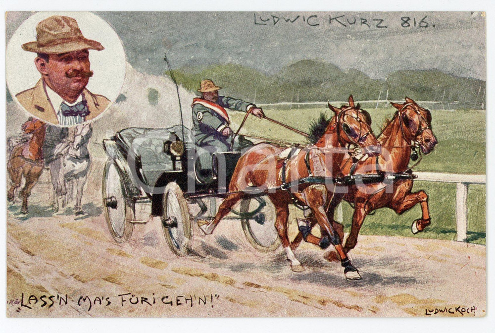 1920 ca HORSE Artist Ludwig KOCH - Ludwig Kurz 816 - ILLUSTRATED Postcard  Cartolina postale d'epoca, non viaggiata. FAIR/discreto lievi smussature agli angoli Formato: FP originale e autentica 1