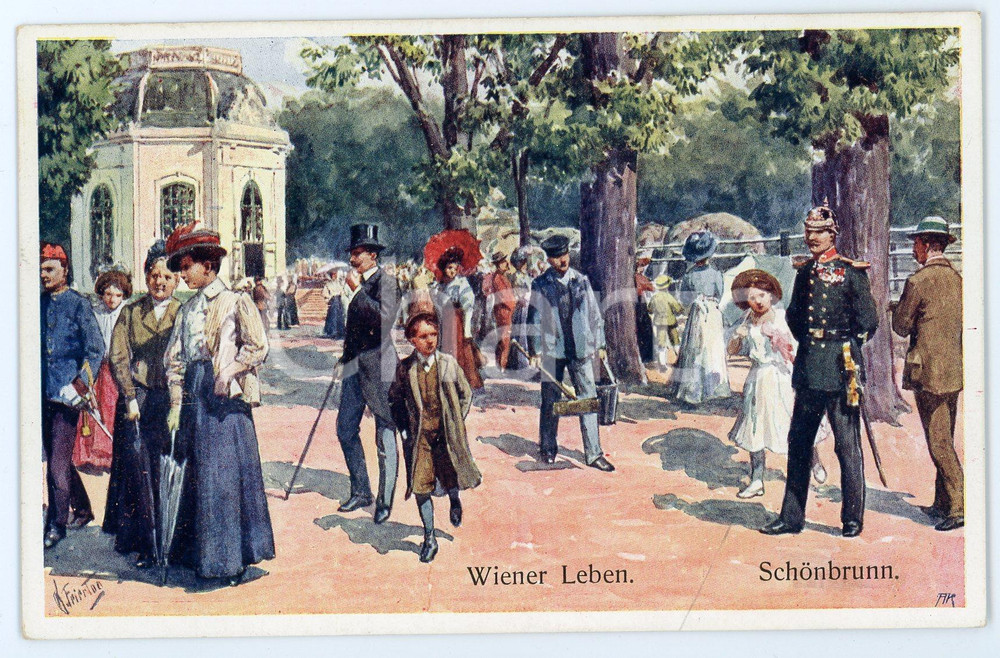 1920 ca WIEN - WIENER LEBEN Schonbrunn - Sunday at the park - Postcard FP NV  Cartolina postale d'epoca, non viaggiata. FAIR/discreto lievi smussature agli angoli Formato: FP originale e autentica 1