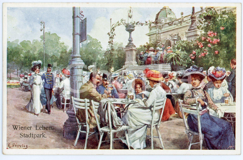 1920 ca WIEN - WIENER LEBEN Stadtpark - Afternoon at the Park - Postcard FP NV  Cartolina postale d'epoca, non viaggiata. FAIR/discreto lievi smussature agli angoli Formato: FP originale e autentica 1