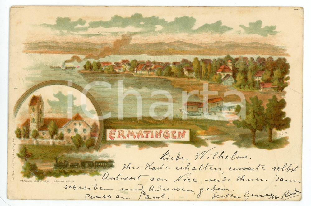 1903 ERMATINGEN (SCHWEIZ) Kanton Thurgau ILLUSTRATED Postcard FP VG  Cartolina postale d'epoca, viaggiata. FAIR/discreto smussature agli angoli Formato: FP originale e autentica 1