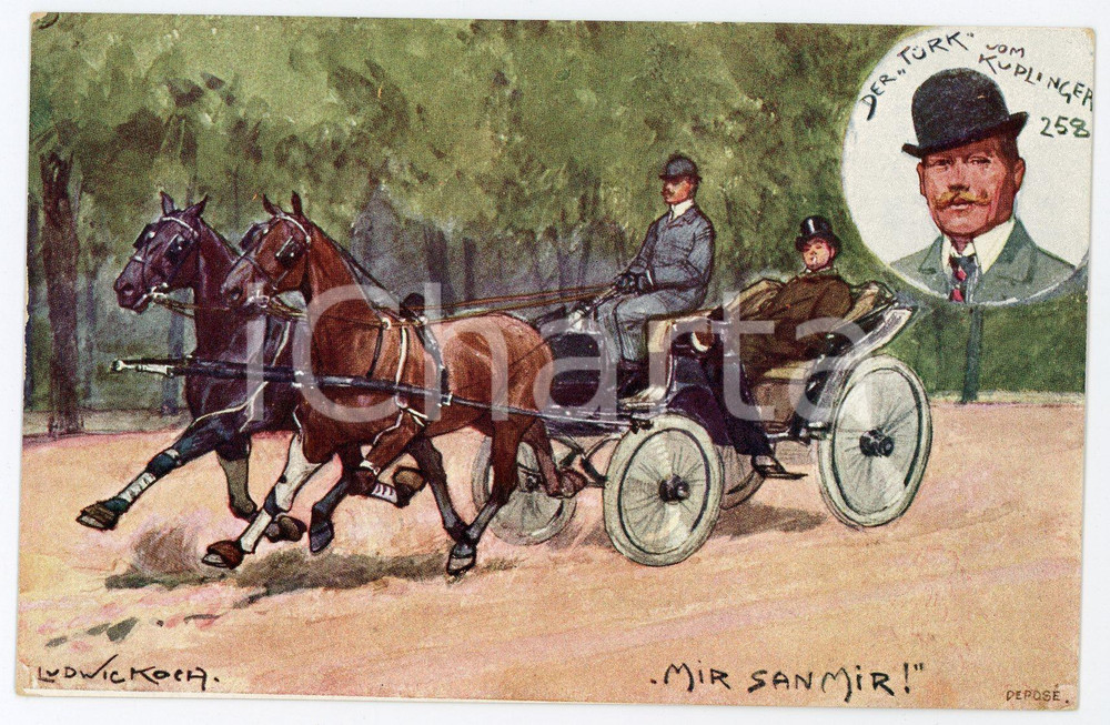 1920 ca HORSE Artist Ludwig KOCH Der Turk vom Kuplinger 258 ILLUSTRATED Postcard  Cartolina postale d'epoca, non viaggiata. FAIR/discreto lievi smussature agli angoli Formato: FP originale e autentica 1