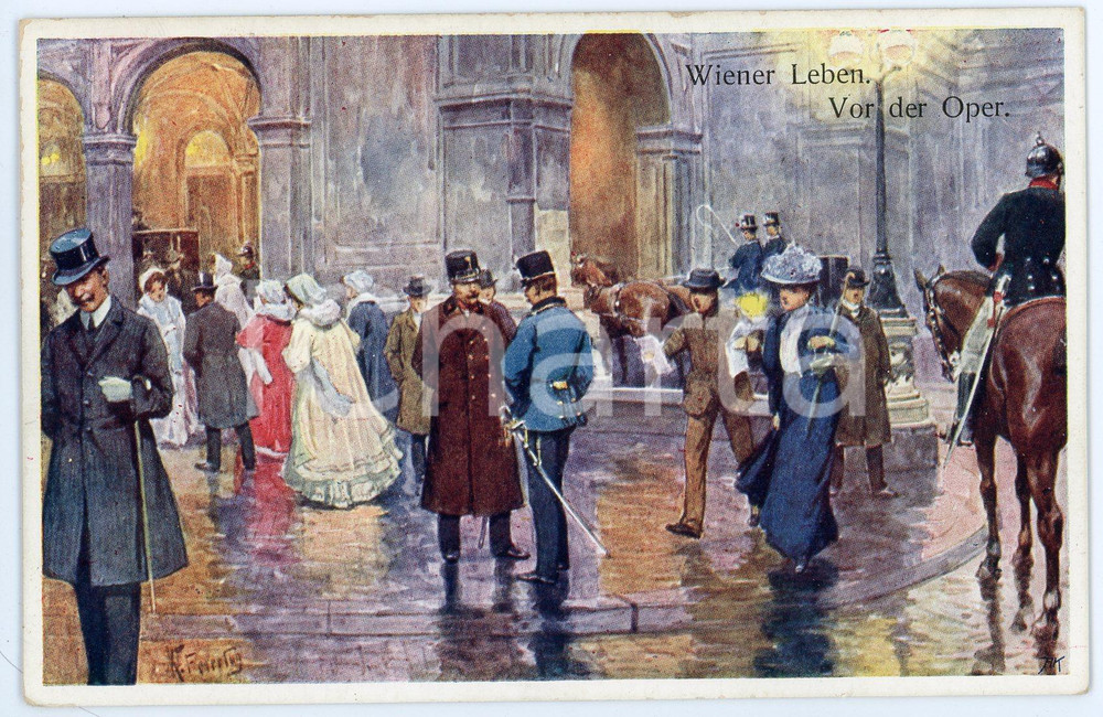 1920 ca WIEN - WIENER LEBEN Vor der Oper. - Night at the Opera - Postcard FP NV  Cartolina postale d'epoca, non viaggiata. FAIR/discreto lievi smussature agli angoli Formato: FP originale e autentica 1