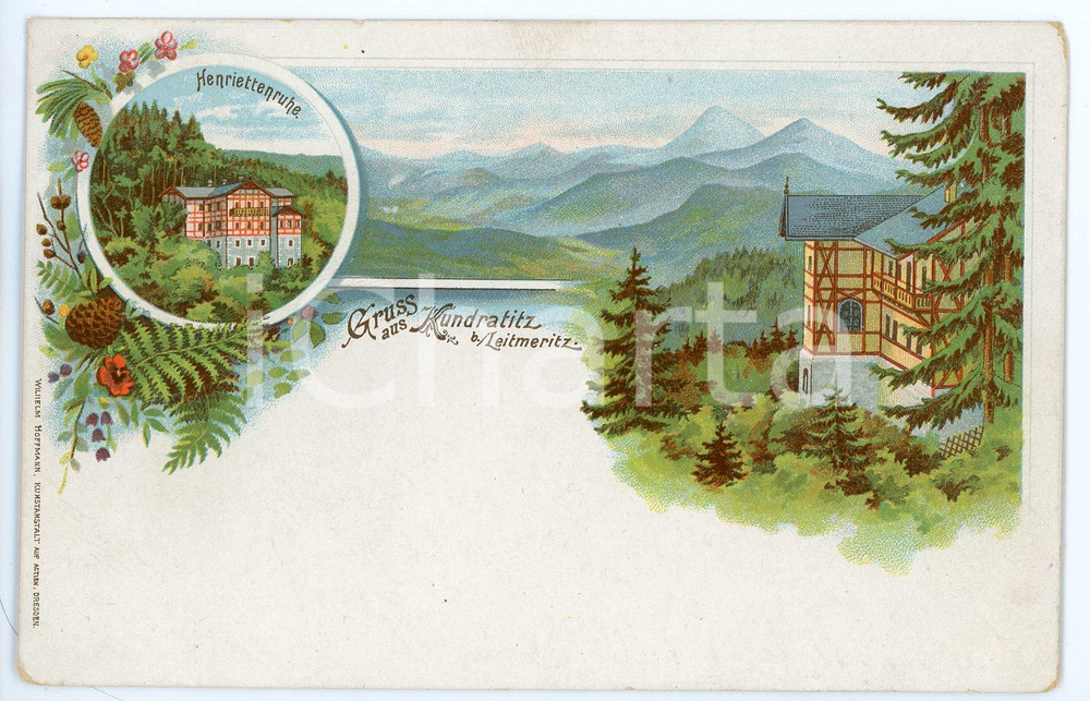 1899 KUNDRATICE - KUNDRATITZ Henriettenruhe ILLUSTRATED Postcard FP NV  Cartolina postale d'epoca, non viaggiata. FAIR/discreto smussature agli angoli Formato: FP originale e autentica 1
