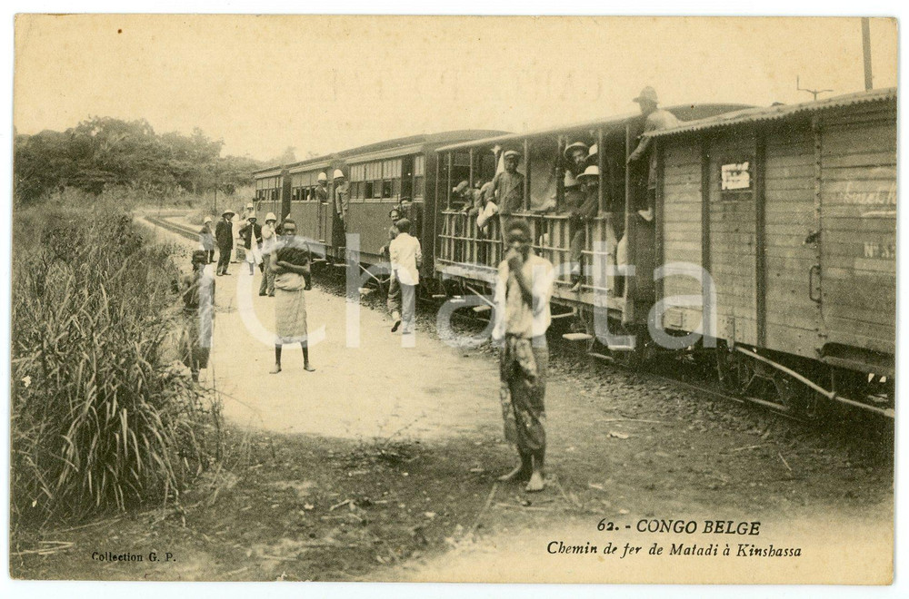 1910 ca CONGO BELGE Chemin de fer de MATADI a KINSHASA - RARE Postcard ANIMATED  Cartolina postale d'epoca, non viaggiata.CONDIZIONI: GFORMATO: FP    originale e autentica 1